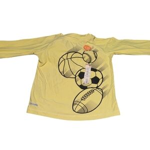 Yellow Kids Sports Graphic Long Sleeve Shirt